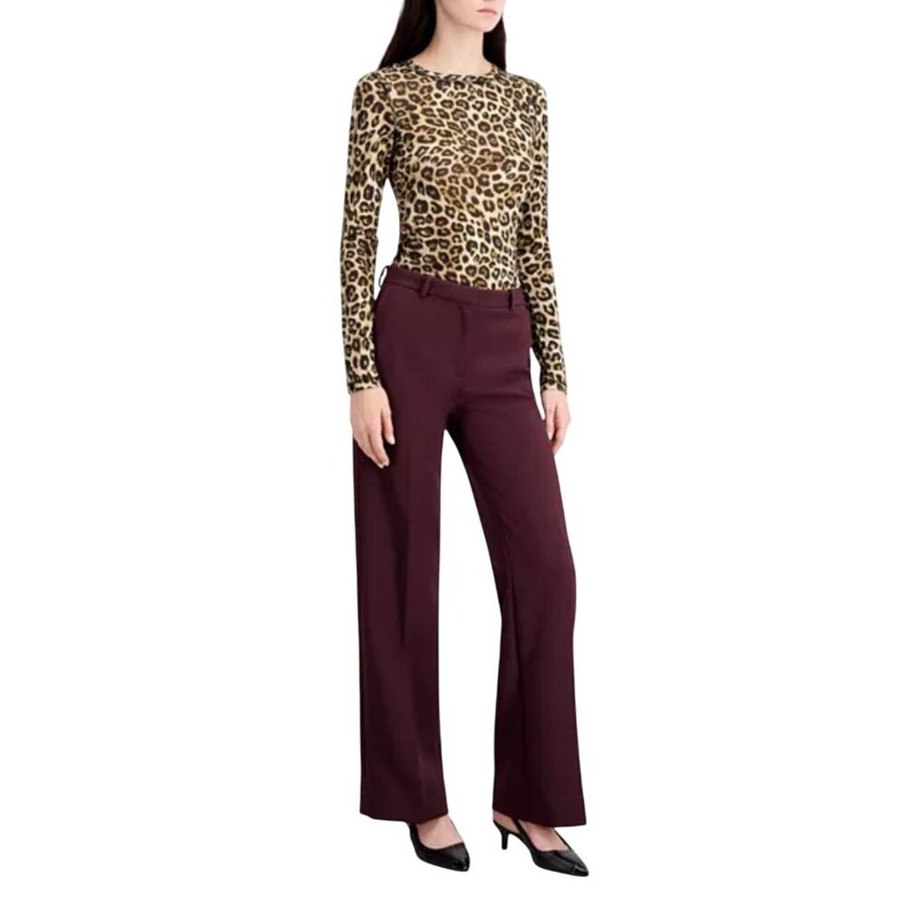 The Kooples‎ Womens Burgundy Tailored Pants Trouser Straight Leg Career